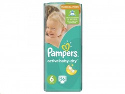 Подгузники, Pampers (Памперс) 15+ кг р. 6 №56 актив беби экстра лардж